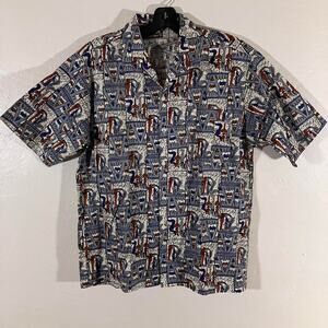 Vintage 80s Gai Men Ancient Egypt Casual Button‎ Down Shirt